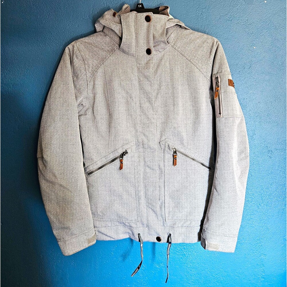 Roxy Meade Jacket Ski Snowboard Womens S Grey 10K DryFlight ERJTJ03229 Hooded